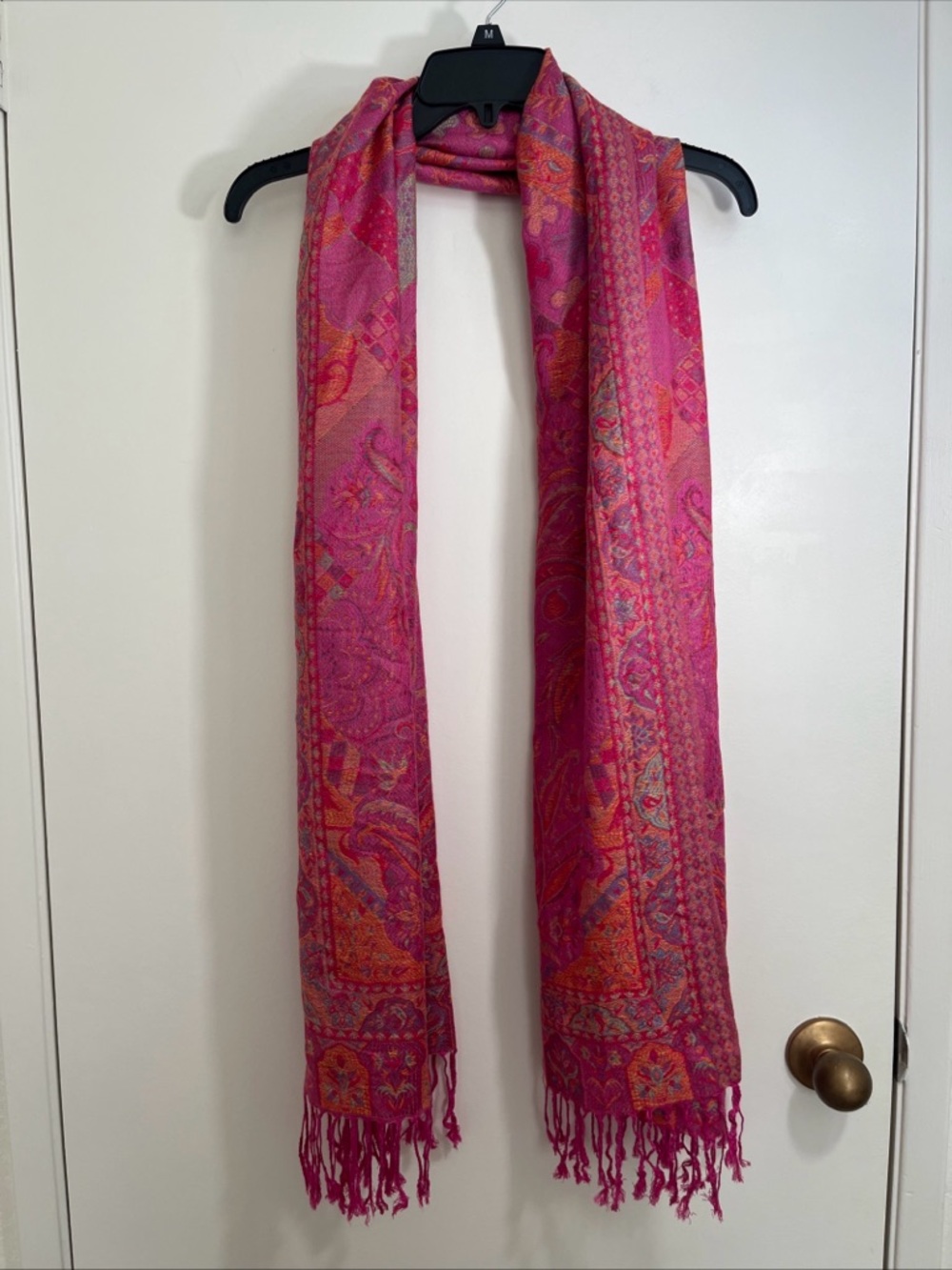 All Jazzed Up by RCS Gifts Pink Paisley Fringe Scarf Wrap- 72”x27”
